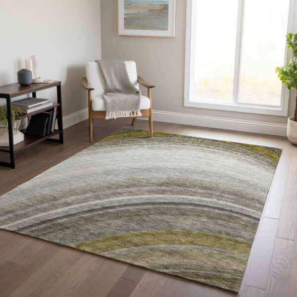 3' X 5' Taupe Gray And Ivory Abstract Washable Indoor Outdoor Area Rug
