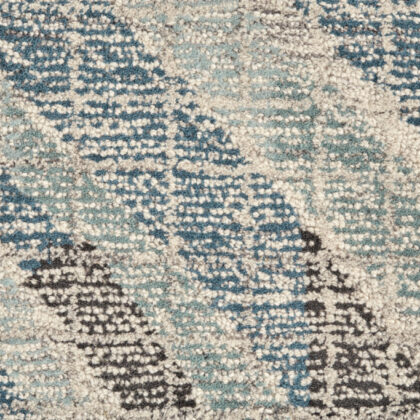 5' X 8' Blue Gray And Ivory Wool Geometric Tufted Handmade Area Rug