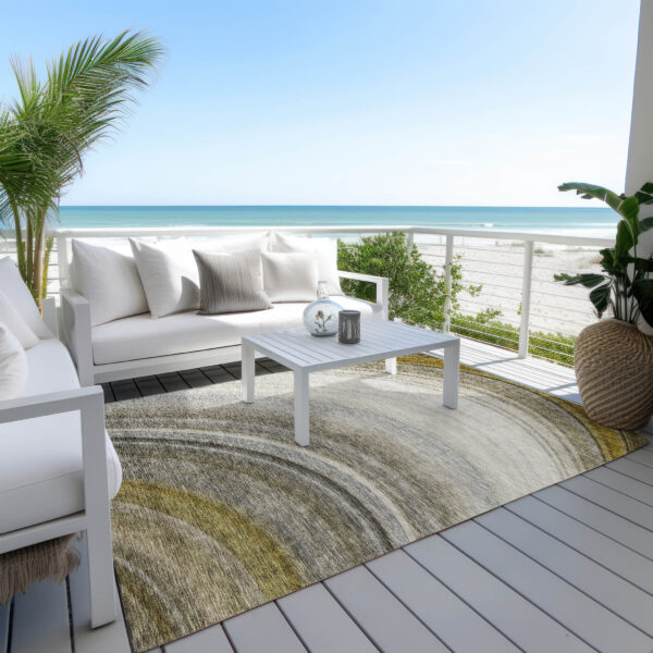 3' X 5' Taupe Gray And Ivory Abstract Washable Indoor Outdoor Area Rug