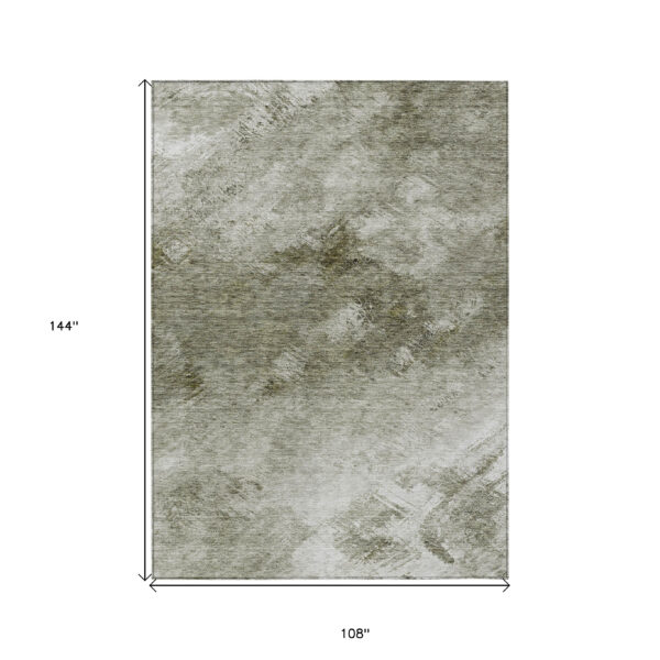 9' X 12' Taupe Beige And Brown Abstract Washable Indoor Outdoor Area Rug