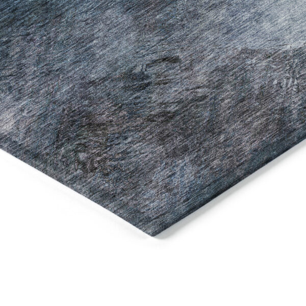 5' X 8' Navy Blue And Denim Blue Abstract Washable Indoor Outdoor Area Rug