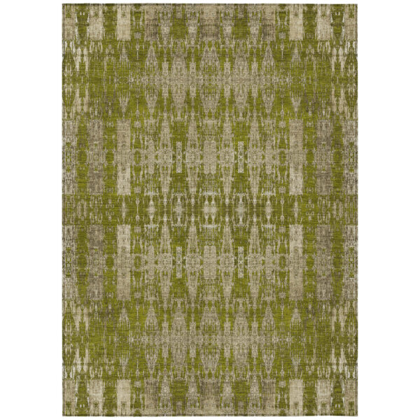 3' X 5' Olive Green Taupe And Beige Moroccan Washable Indoor Outdoor Area Rug
