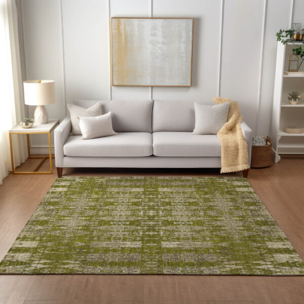 3' X 5' Olive Green Taupe And Beige Moroccan Washable Indoor Outdoor Area Rug