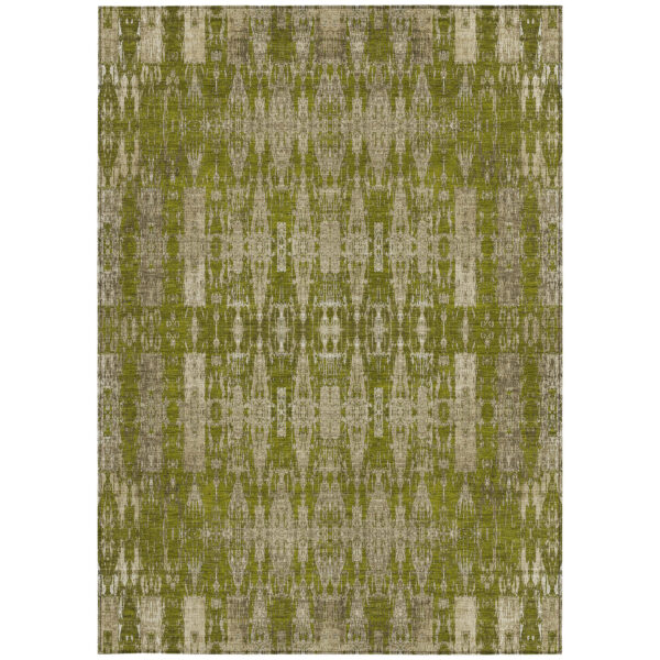 3' X 5' Olive Green Taupe And Beige Moroccan Washable Indoor Outdoor Area Rug