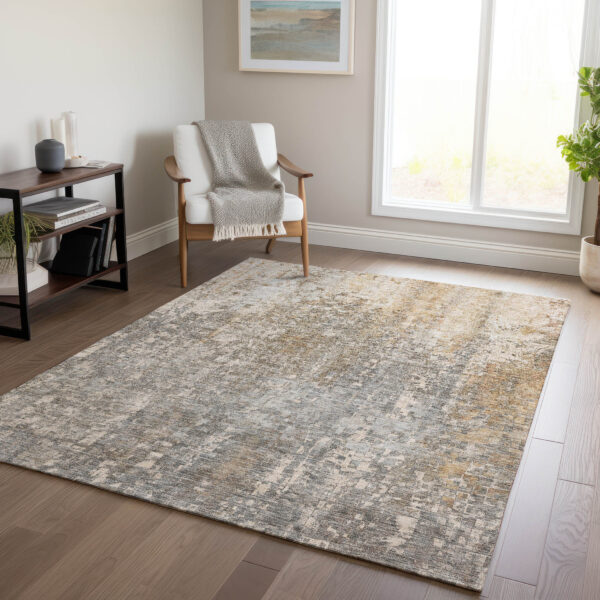 10' X 14' Beige Gray And Taupe Abstract Washable Indoor Outdoor Area Rug