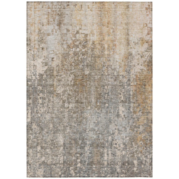 10' X 14' Beige Gray And Taupe Abstract Washable Indoor Outdoor Area Rug