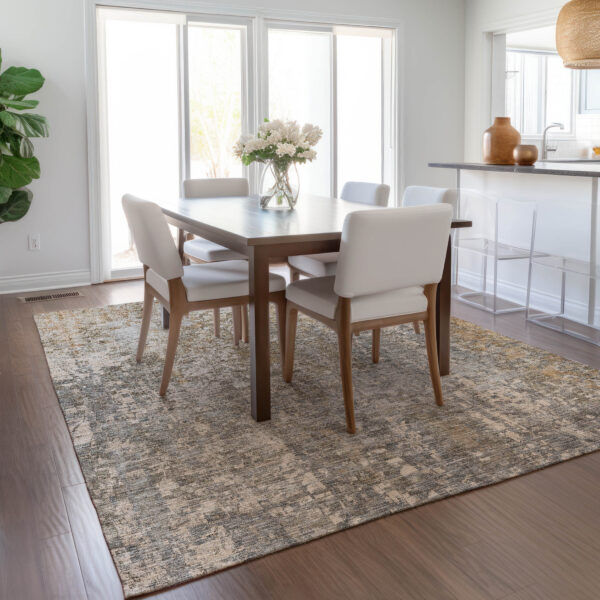 10' X 14' Beige Gray And Taupe Abstract Washable Indoor Outdoor Area Rug