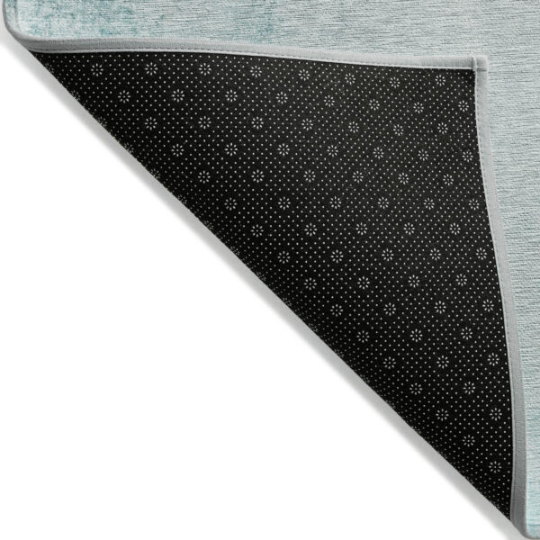 3' X 5' Teal Blue Aqua And Gray Ombre Washable Indoor Outdoor Area Rug