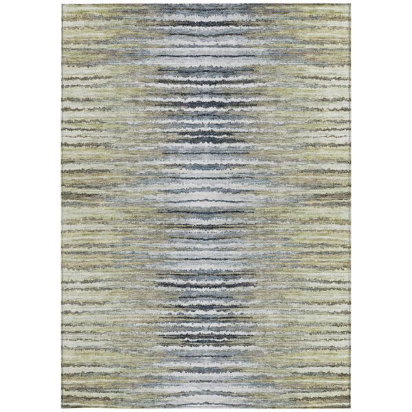 10' X 14' Beige Tan And Taupe Striped Washable Indoor Outdoor Area Rug