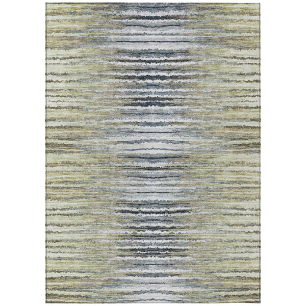10' X 14' Beige Tan And Taupe Striped Washable Indoor Outdoor Area Rug