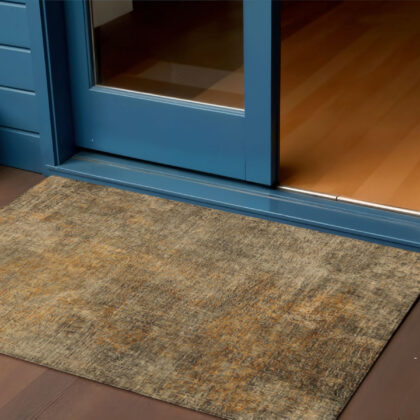 3' X 5' Brown Beige And Taupe Abstract Washable Indoor Outdoor Area Rug