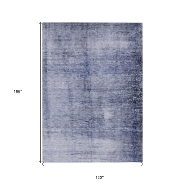 10' X 14' Navy Blue And Sky Blue Abstract Washable Indoor Outdoor Area Rug