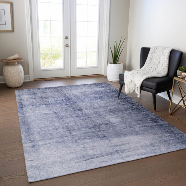 10' X 14' Navy Blue And Sky Blue Abstract Washable Indoor Outdoor Area Rug