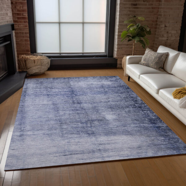 10' X 14' Navy Blue And Sky Blue Abstract Washable Indoor Outdoor Area Rug