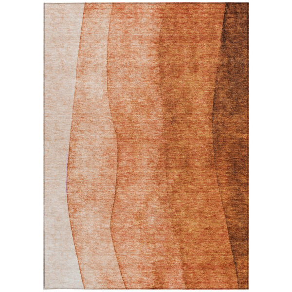 10' X 14' Orange And Copper Ombre Washable Indoor Outdoor Area Rug