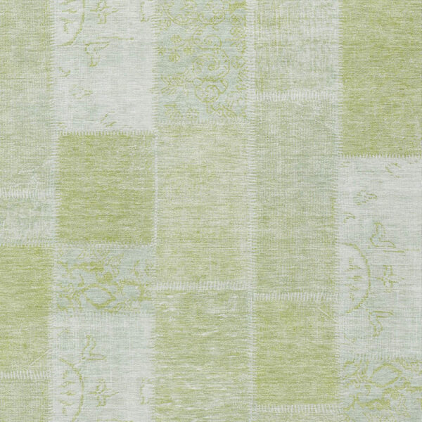 10' X 14' Artichoke Green And Ivory Patchwork Washable Indoor Outdoor Area Rug