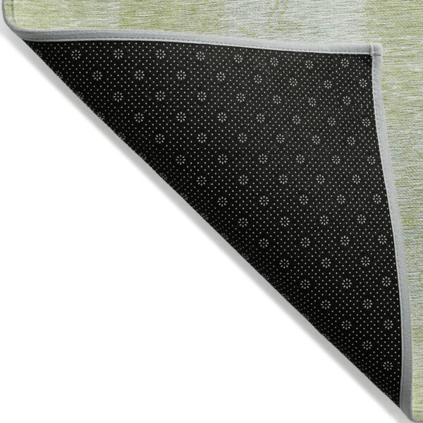 10' X 14' Artichoke Green And Ivory Patchwork Washable Indoor Outdoor Area Rug