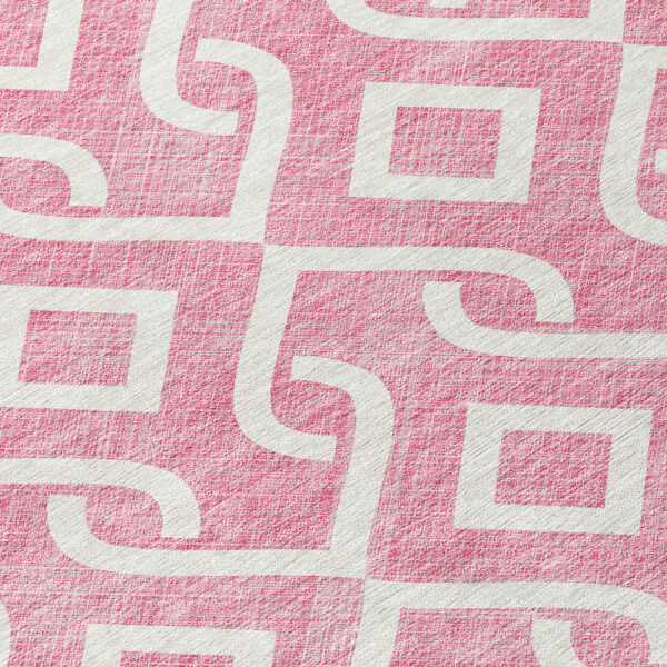 8' X 10' Blush And Ivory Geometric Washable Indoor Outdoor Area Rug
