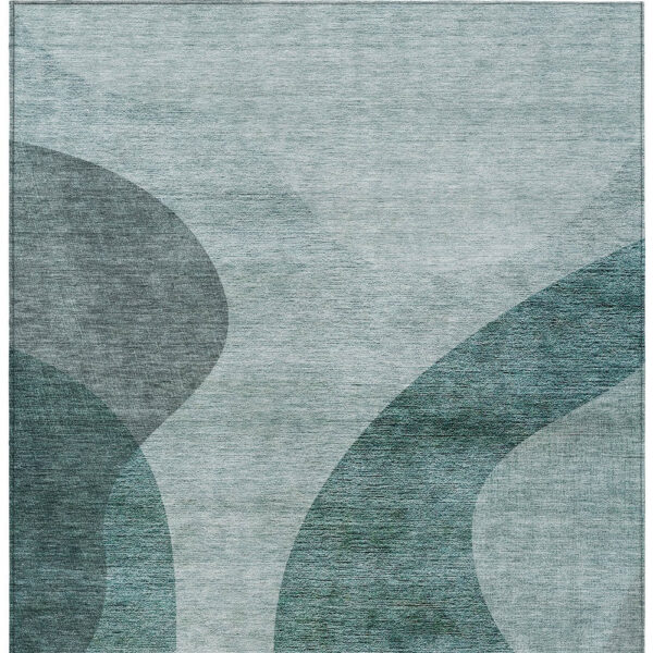 3' X 5' Green And Sage Abstract Washable Indoor Outdoor Area Rug