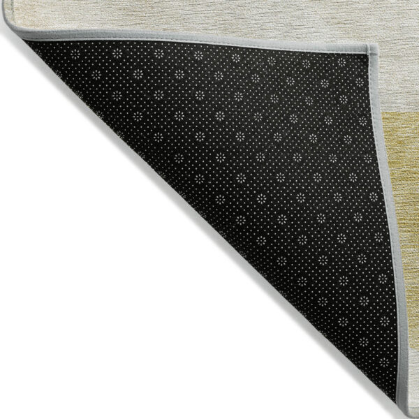 5' X 8' Gold Wheat And Ivory Geometric Washable Indoor Outdoor Area Rug