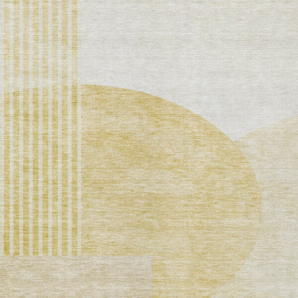 5' X 8' Gold Wheat And Ivory Geometric Washable Indoor Outdoor Area Rug