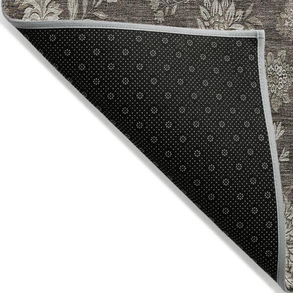 5' X 8' Chocolate Beige And Taupe Floral Washable Indoor Outdoor Area Rug