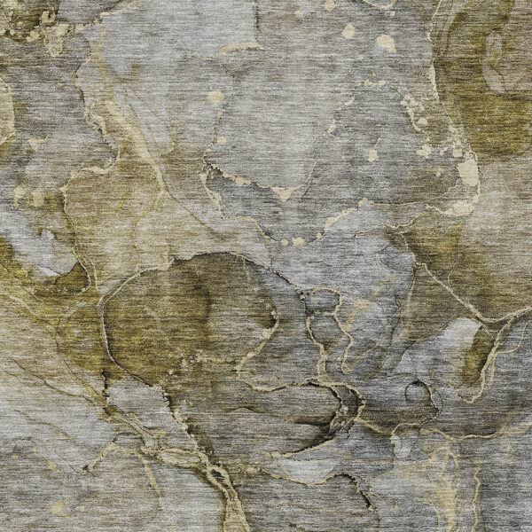 5' X 8' Taupe Brown And Gray Abstract Washable Indoor Outdoor Area Rug
