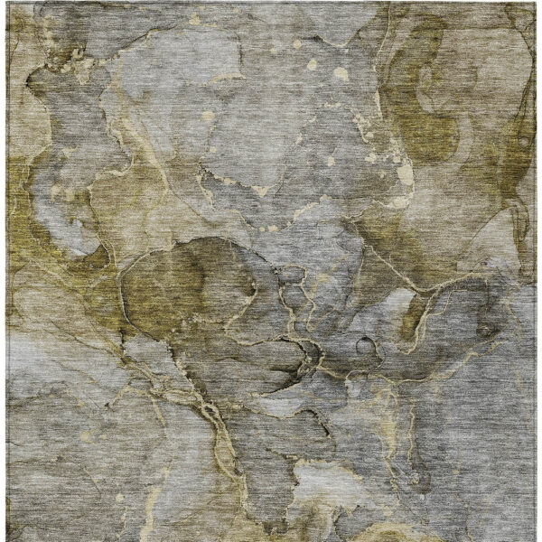 5' X 8' Taupe Brown And Gray Abstract Washable Indoor Outdoor Area Rug