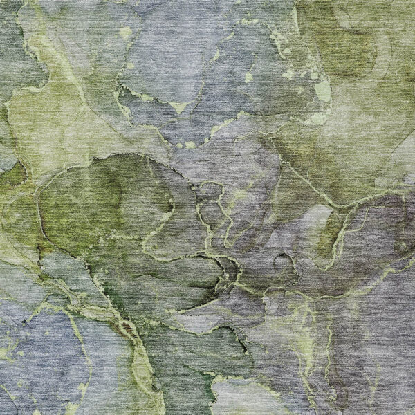 9' X 12' Olive Green And Gray Abstract Washable Indoor Outdoor Area Rug