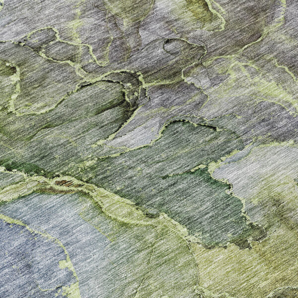 9' X 12' Olive Green And Gray Abstract Washable Indoor Outdoor Area Rug