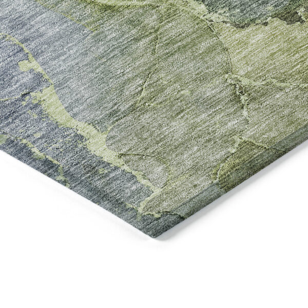 9' X 12' Olive Green And Gray Abstract Washable Indoor Outdoor Area Rug