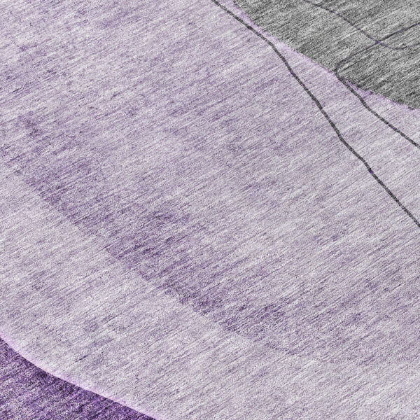 8' Purple Eggplant And Gray Round Abstract Washable Indoor Outdoor Area Rug