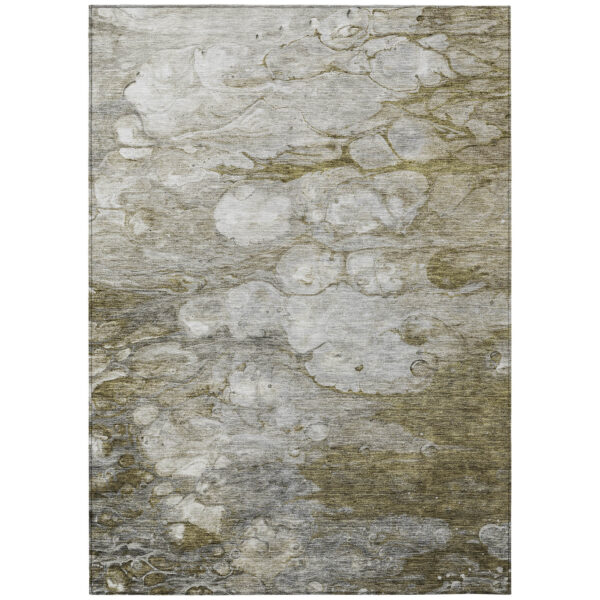 3' X 5' Brown Taupe And Ivory Abstract Washable Indoor Outdoor Area Rug