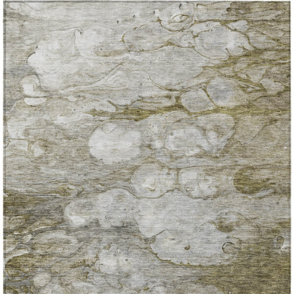 3' X 5' Brown Taupe And Ivory Abstract Washable Indoor Outdoor Area Rug