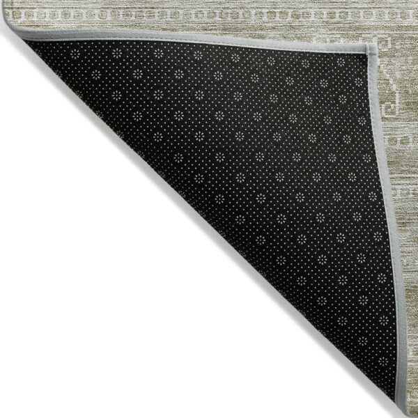 10' X 14' Khaki Taupe And Ivory Southwestern Washable Indoor Outdoor Area Rug