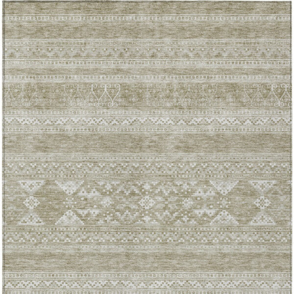 10' X 14' Khaki Taupe And Ivory Southwestern Washable Indoor Outdoor Area Rug