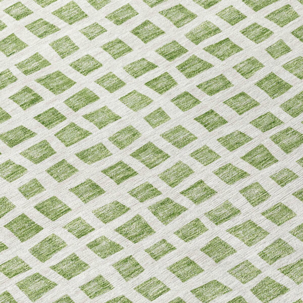 9' X 12' Artichoke Green And Ivory Geometric Washable Indoor Outdoor Area Rug