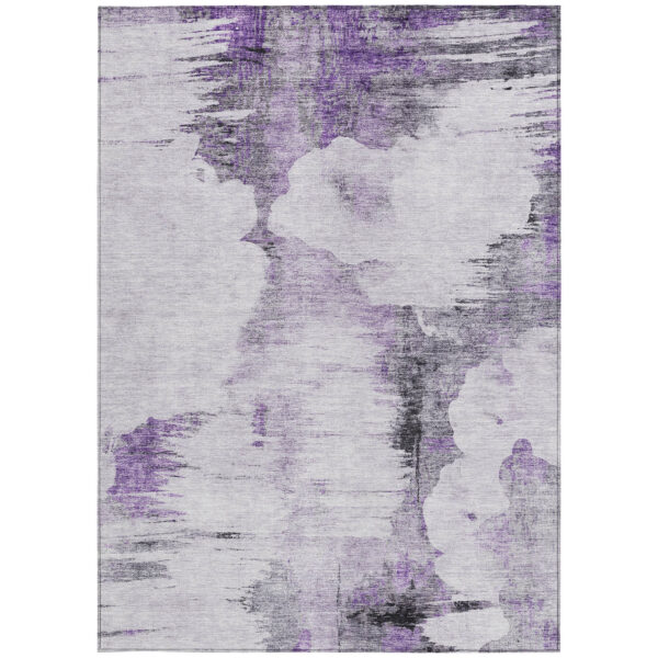 8' X 10' Purple Lavender And Gray Abstract Washable Indoor Outdoor Area Rug