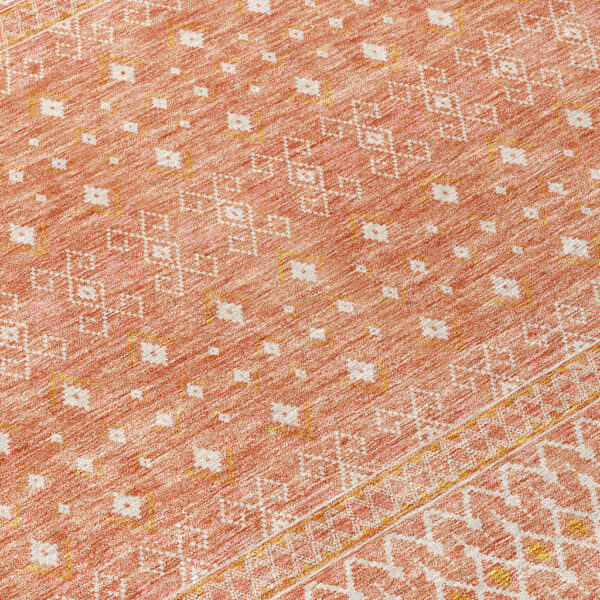3' X 5' Salmon Gold And Ivory Tribal Washable Indoor Outdoor Area Rug