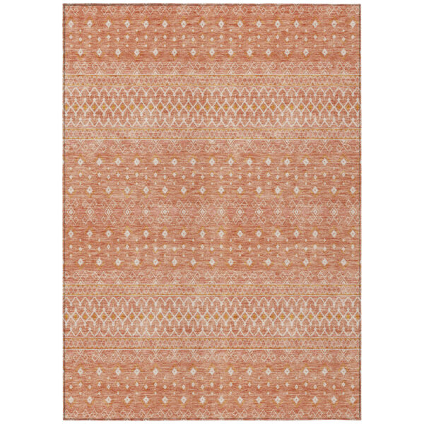 3' X 5' Salmon Gold And Ivory Tribal Washable Indoor Outdoor Area Rug