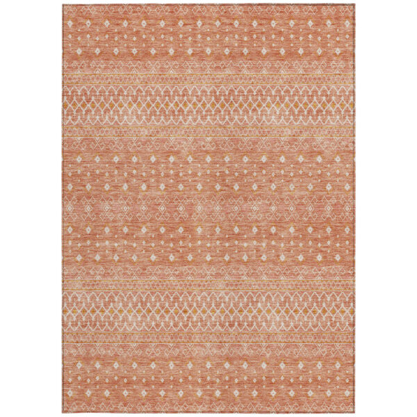 3' X 5' Salmon Gold And Ivory Tribal Washable Indoor Outdoor Area Rug