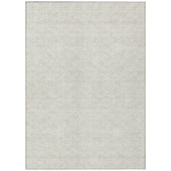 8' X 10' Ivory And Beige Geometric Washable Indoor Outdoor Area Rug
