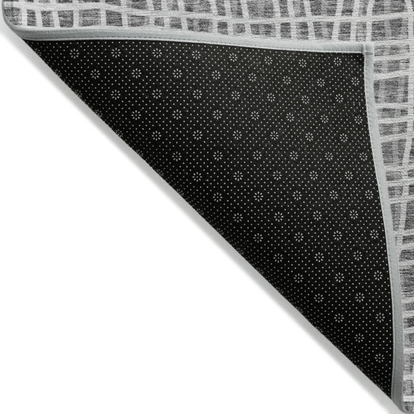 5' X 8' Gray Charcoal And Silver Striped Washable Indoor Outdoor Area Rug