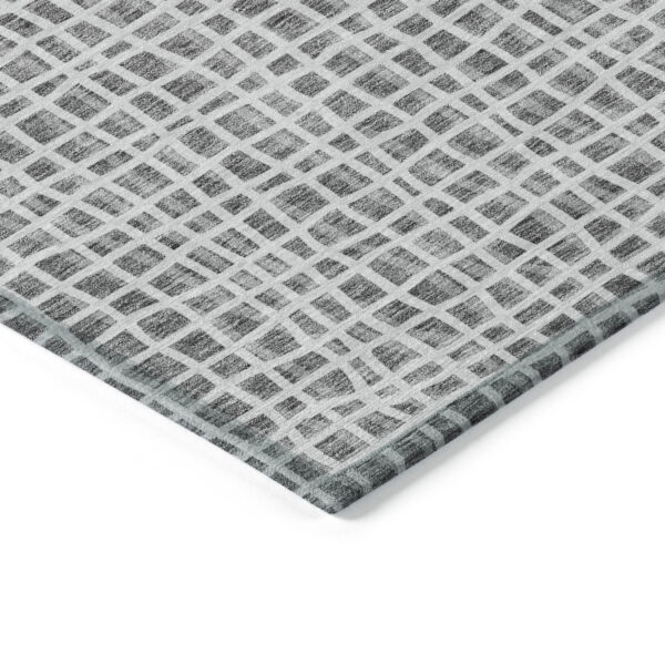 5' X 8' Gray Charcoal And Silver Striped Washable Indoor Outdoor Area Rug