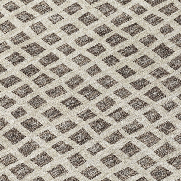 3' X 5' Brown Taupe And Ivory Geometric Washable Indoor Outdoor Area Rug