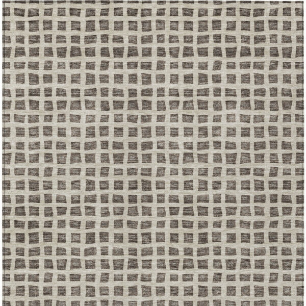3' X 5' Brown Taupe And Ivory Geometric Washable Indoor Outdoor Area Rug