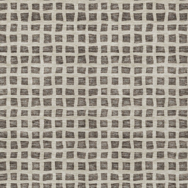 3' X 5' Brown Taupe And Ivory Geometric Washable Indoor Outdoor Area Rug