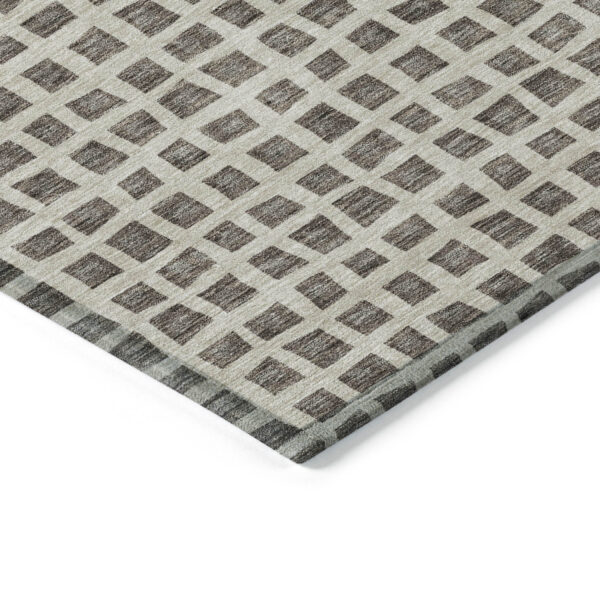 3' X 5' Brown Taupe And Ivory Geometric Washable Indoor Outdoor Area Rug