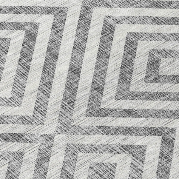 10' X 14' Gray Silver And Ivory Geometric Washable Indoor Outdoor Area Rug