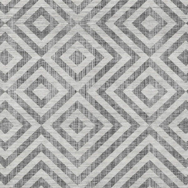 10' X 14' Gray Silver And Ivory Geometric Washable Indoor Outdoor Area Rug
